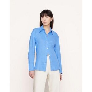 Vince | Long Sleeve 100% Linen Button Up Shirt Size XL in Aria Blue